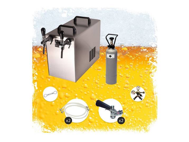 ich-zapfe Bierzapfanlage Bierzapfanlage STREAM 50 Komplettset, 2-Leitungs Trockenkühler, bis, 55 l/h, mit CO2 Flasche