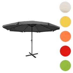 Sonnenschirm Meran Pro, Gastronomie Marktschirm mit Volant Ø 5m Polyester/Alu 28kg ~ anthrazit mit Ständer