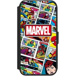 Nivocase Klapphülle für Apple iPhone 8 Handyhülle aus Kunst Leder NIVOflip schwarz Comic Muster Marvel (Apple iPhone 8), Smartphone Hülle, Schwarz