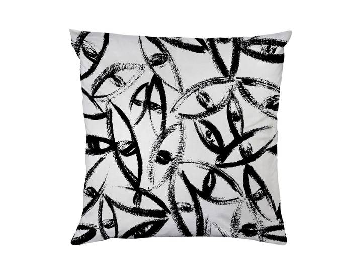 Dekokissen QUEENCE Schwarz Weiss , schwarz (bedruckt), B:40cm L:40cm, Polyester, Dekokissen_Sitzkissen_Kissenhüllen, Dekokissen, Beidseitig bedruckte Kissenhülle, Kissen 40x40cm, inkl. Reissverschluss