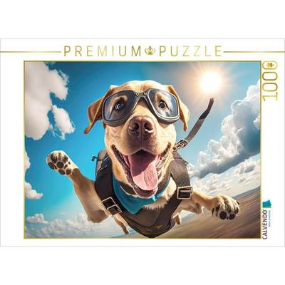 CALVENDO Puzzle Labrador Balu lernt fliegen | 1000 Teile Lege-Größe 64x48cm Foto-Puzzle für glückliche Stunden
