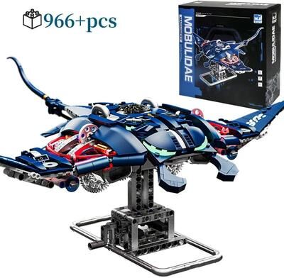 Inspire Select Manta Ray Robotic Fish Building Blocks DIY Mechanical Model Tabletop Decoration For Kids with Box 966 Pcs