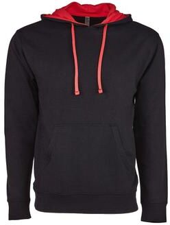 Next Level 9301 Laguna Hoodie Sweatshirt in Black/Red size 2XL   60/40 Cotton/Polyester NL9301
