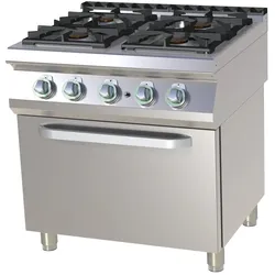 A&S polarny Gas-Herd mit E-Backofen (GN 1/1) 4-Platten 27kW 800x730x900mm Edelstahl 50-300°C