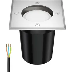 ledscom.de Boden-Einbauleuchte RELI für außen Edelstahl eckig IP67 inkl. 4,914W LED Lampe 340 450lm warmweiß