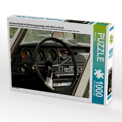 CALVENDO Puzzle Armaturenbrett mit Bremsweganzeige und altem Lenkrad | 1000 Teile Lege-Größe 64x48cm Foto-Puzzle für glückliche Stunden