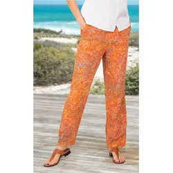 Viskose-Hose in Muster orange in Größe 52 von DW-Shop, Orange, 52