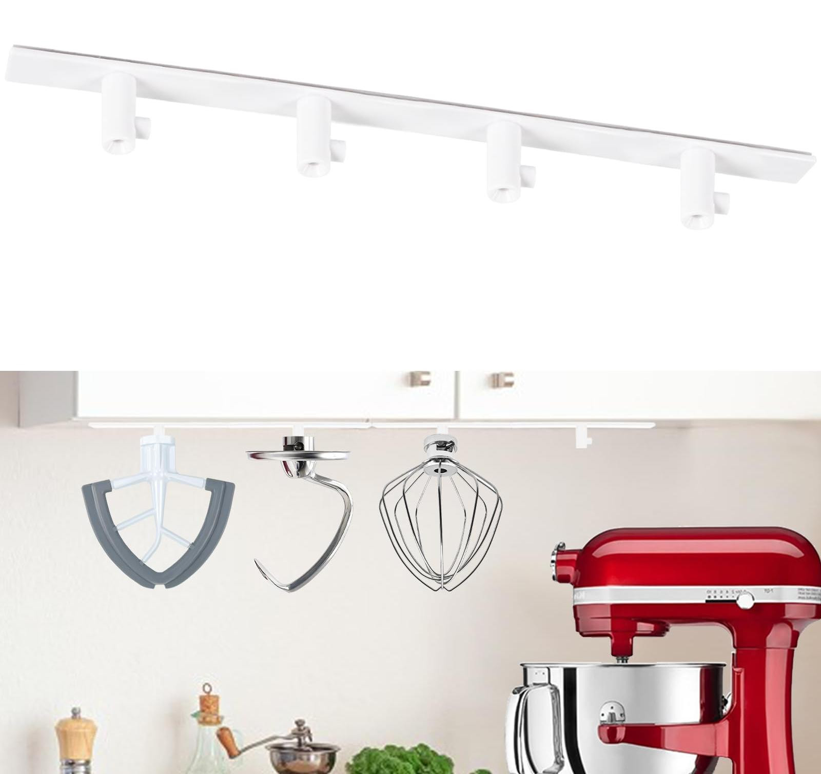 Dripio Set van 4 mixerbevestigingshouders, wit, compatibel met keukenmachine-accessoires