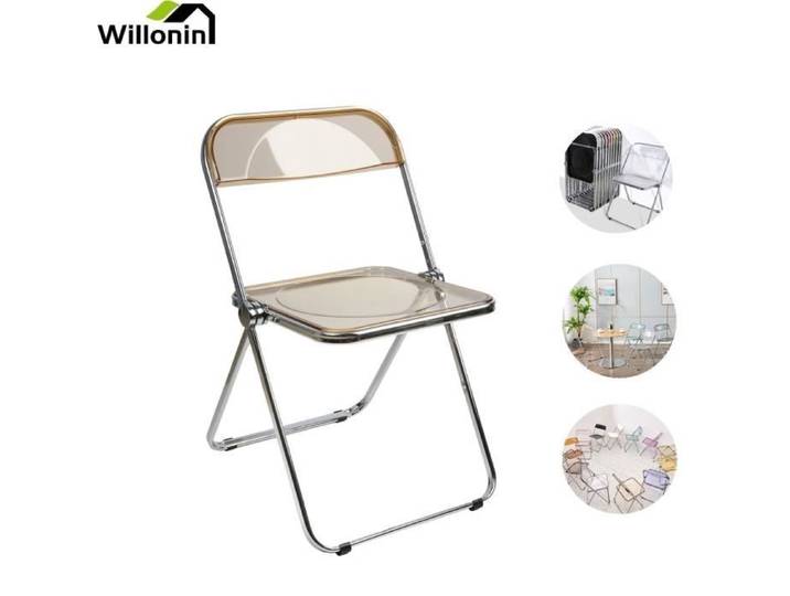 Willonin® Chaise pliante en acrylique 46x46x77 cm Ambre chaise empilable pour salon salle à manger