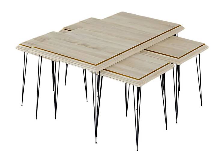 Xlmoebel Satztisch Beiger Couchtisch mit Beistelltischen aus MDF von XLMOEBEL (Packung, Couchtisch mit 4 Beistelltischen), Made in Europa