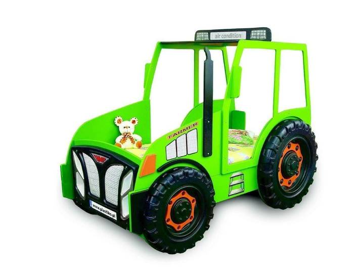 JVmoebel Autobett Farmer Truck Kinderbett in Grün mit Traktor-Design, Made in Europa