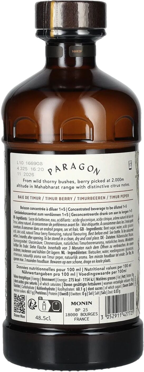 Monin Paragon TIMUR BERRY Single Botanic Cordial Mystic Collection 0,485l