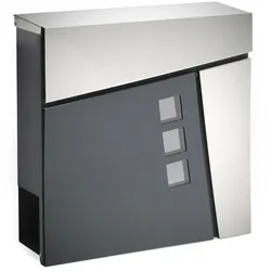 Helloshop26 - Design-Wandbriefkasten mit Zeitungsfach anthrazitfarbener Edelstahl 16_0000099