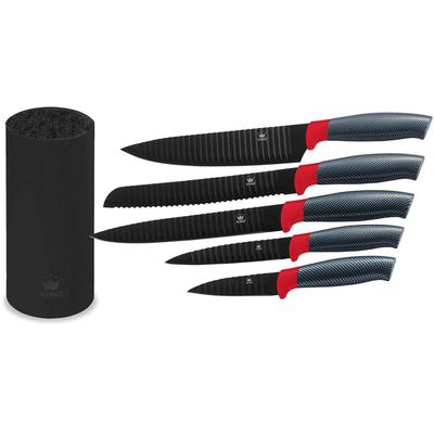 Messerblock KING "Carbon Optic", rot (rot, schwarz), H:22,5cm Ø:12cm, Messerblöcke, Messerblock, Wellenschliff