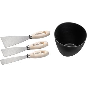 Böttcher-AG Spachtel Breite 25, 40, 60mm, Malerspachtel aus Stahl, mit Holzgriff & Becher