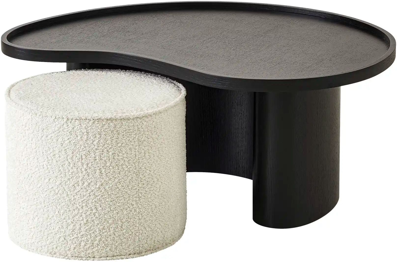 Höffner Selection Couchtisch mit Hocker  Aditi ¦ schwarz ¦ Maße (cm): B: 76,2 H: