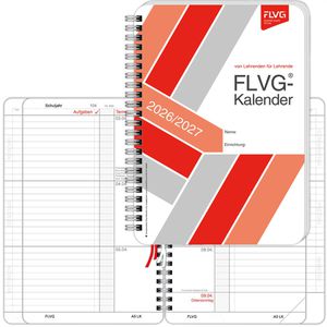 FLVG Lehrerkalender A5LK, rot, Schuljahr 2026/2027, A5, mit Softcover und Ringbindung, 1 Woche = 2 Seiten