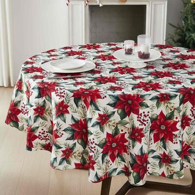 Avanti Linens "Avanti Poinsettia 70"" Round Tablecloth"