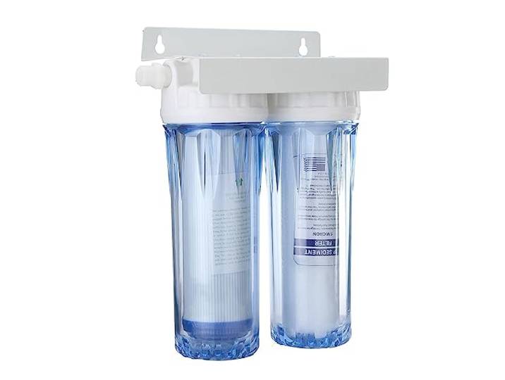 10-Zoll-Dual-Umkehrosmose-Wasserhahn-Wasserfilter, gesundheitsverdickte zweistufige Wasserreiniger-Kartusche for Zuhause und Küche(2 points interface)