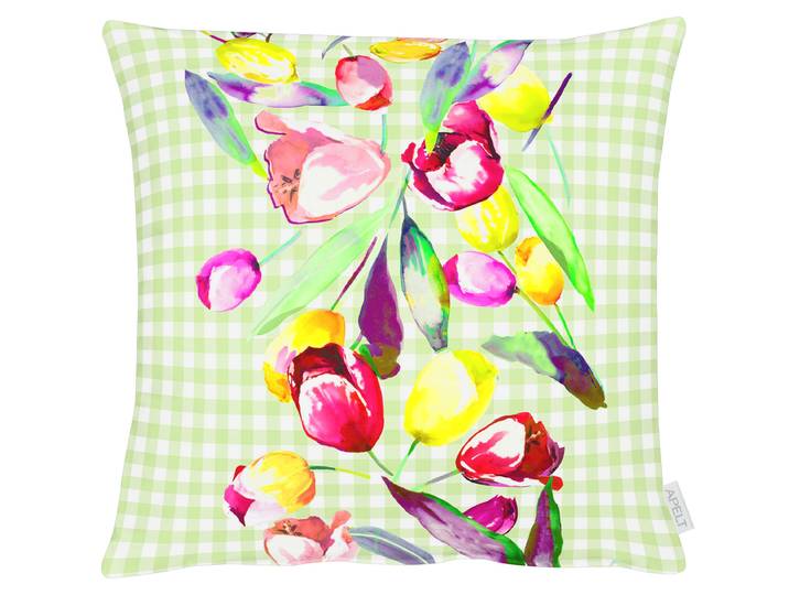 Dekokissen APELT 3106 , bunt (grün, bunt, bedruckt), B:48cm H:10cm L:48cm, Mischgewebe, Dekokissen_Sitzkissen_Kissenhüllen, Dekokissen