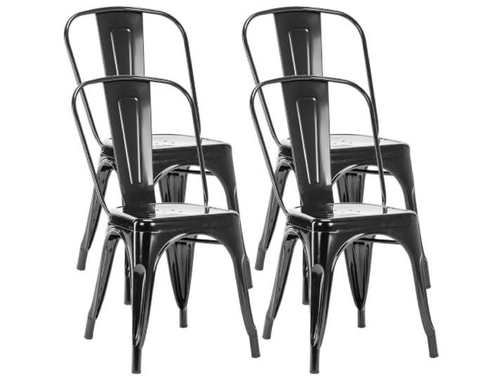 Duhome 4er Set Esszimmerstuhl aus Metall mit Rückenlehne, Schwarz Bistrostuhl aus Eisen Esszimmerstuhl, Stapelbare Küchenstühle