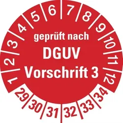 König Werbeanlagen Dreifke® Prüfplakette, geprüft nach DGUV Vorschrift 3, - 30 mm Dokumentenfolie selbstklebend