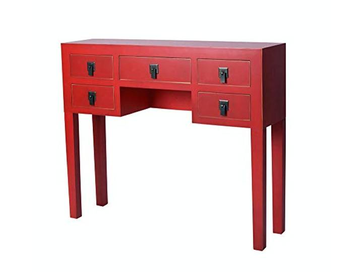 Chinesische Tischkonsole Peking Rot – Authentisches Ming‑Design, 5 Schubladen, Holz/MDF, Feng‑Shui Energie, Antik Patinierte Metallbeschläge, mya015 Palazzo Exklusiv