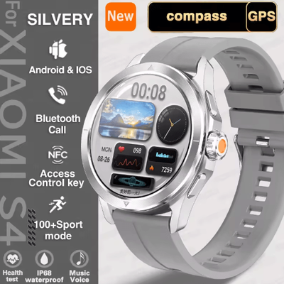Inspire Picks S4 Ultra Smartwatch AMOLED HD GPS Fitness Watch With Bluetooth Calling silver for Xiaomi S4 Ultra