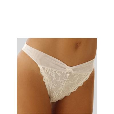 Stringtanga LASCANA "Nina", Damen, Gr. 40/42, beige (creme), Obermaterial: 80% Polyamid, 20% Elasthan, Unterhosen, in raffinierter Schnittform, als Dessous-Set kombinierbar