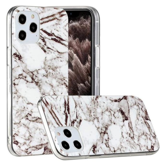 Cover-Discount iPhone 12 / 12 Pro - Softes Silikon Gummi Case Marble weiss (Apple iPhone 12, Apple iPhone 12 Pro) (101122757A)