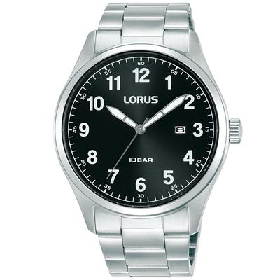 Quarzuhr LORUS, silber (silberfarben, schwarz), Armbanduhren, Herren, Quarzuhr, Armbanduhr, Herrenuhr, Edelstahlarmband, analog, Tag