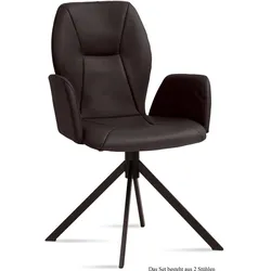 ARMLEHNSTUHL (2er-Set) Davita 58x92x60 Schwarz/Espresso