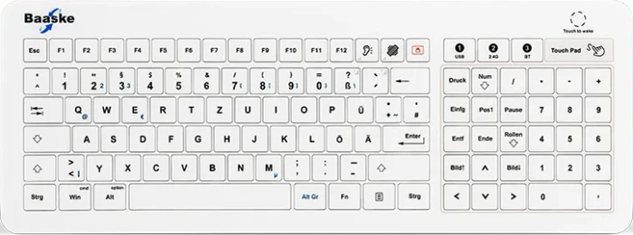 Baaske Tastatur GL01 DE IP67, BT, Wireless, Weiss, Touchpad