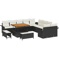 vidaXL Garten-Sofa-Set 13 pcs Schwarz Poly-Rattan