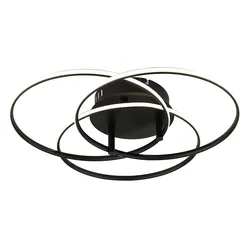 Deckenleuchte Deckenlampe Wohnzimmerleuchte Ringe Alu verstellbar schwarz LED