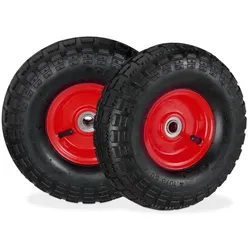 Relaxdays Sackkarrenrad 8er Set Stahlfelge Rot,Schwarz