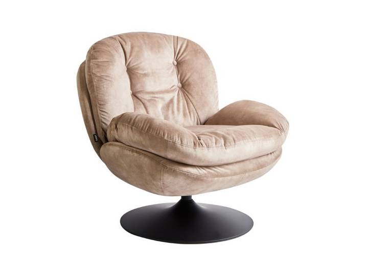 Fauteuil pivotant NOLVIK Velours Beige sable