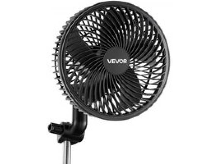 VEVOR Grow Ventilator mit Clip Oszillierend, 10 W-Clip-Ventilator mit USB-C-Anschluss, 9 Geschwindigkeitsstufen & Zirkulationsmodus, Umluftventilator für Umluft & Kühlung in Growbox, Growzelt, Schwarz