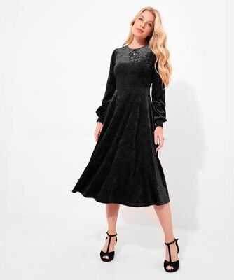 Plus Size Women's Crushed Velvet Midi Dress by Joe Browns in Black (Size S)