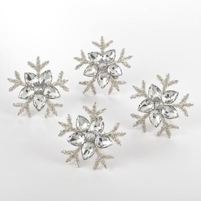 Saro Lifestyle Napkin Ring Collection Snowflake Design Napkin Ring (Set of 4)