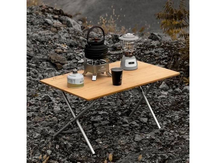 MOUNTAINHIKER Camping en plein air bambou 2/3 Table pliante Portable stockage rapide bureau pliant Table à manger extérieure pique-nique Table de barbecue