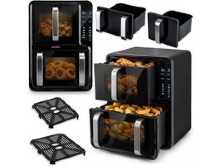 Air Fryer 12 L Double Chambre 5 L + 7 L 2800 W 8 Programmes Écran Tactile Fenêtre LED Sync