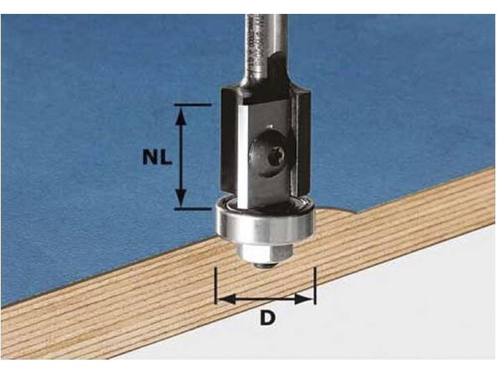 Fraise à affleurer à plaquettes amovibles Festool HW\, tige de 8 mm\, HW S8 D19/20WM Z2 491082