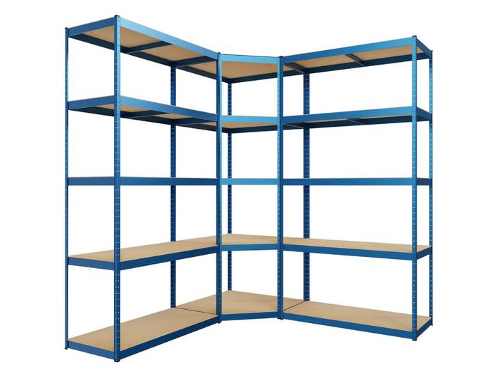 CLP Regalsystem 2 Lagerregal mit 1 Eckregal Metall blau, Blau, 160x180x160 cm, Freizeit & Co, Heimwerken, Werkstatteinrichtung