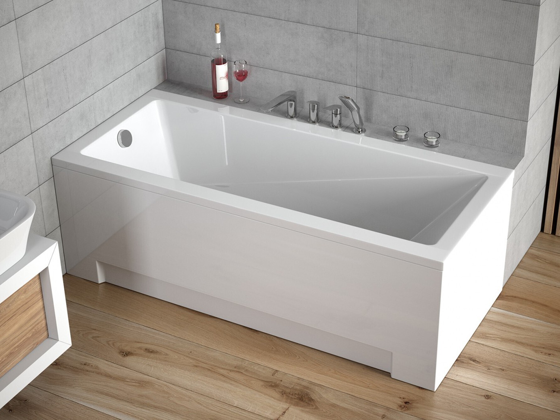 Badewanne Rechteck Wanne Acrylwanne 160x80 Modern mit Gehäuse