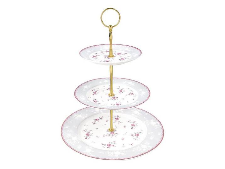 LuxusKollektion Tortenständer Tortenständer Porzellan Cupcake Dessert Rosa 3 Stöckig Kunststoff, Keramik