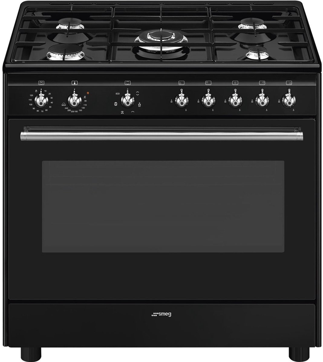 Smeg Concert CX91GMBL elektrisch range-fornuis met gaskookplaat in zwart