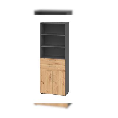 Hammerbacher-Kombischrank 6 OH 968K2 Graphit/Asteiche-V968K2/G/R/BS