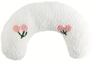 The Handy Homestead Cozy Cat Moon Pillow Soft Plush Half Donut Pet Pillow For Cats And Small Dogs white
