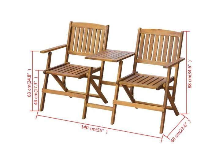KIMISS Banc de jardin pliant et table à thé 140cm Bois d'acacia solide-LEF